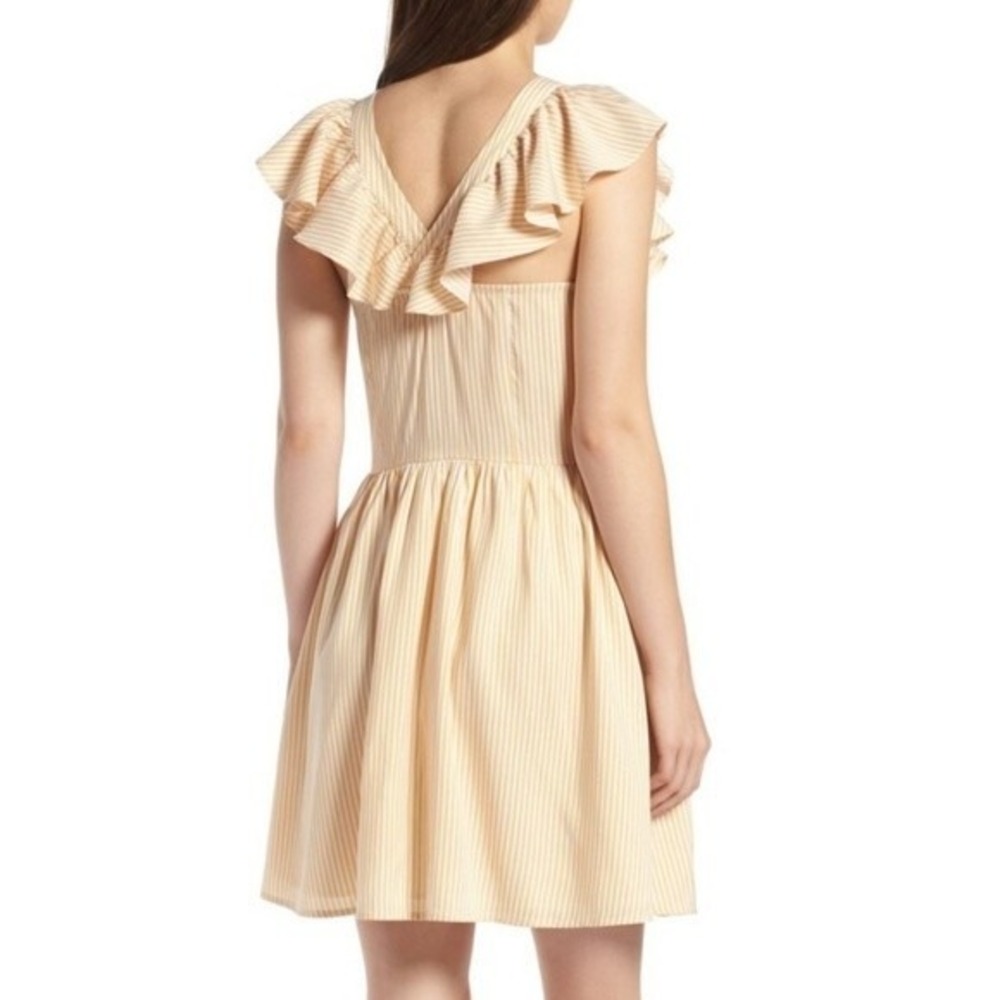 Treasure & Bond Dress S Stripe Yellow‎  Cross Back Ruffle Cottagecore